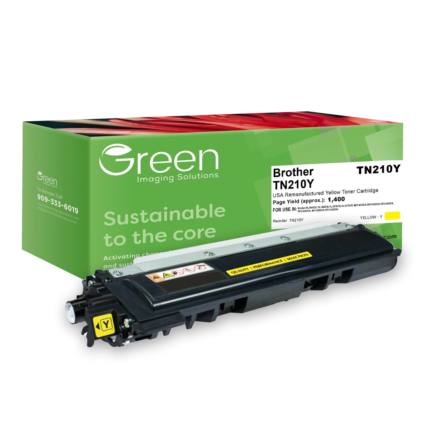 Green Imaging Solutions USA Remanufactured Yellow Toner Cartridge for Brother TN210