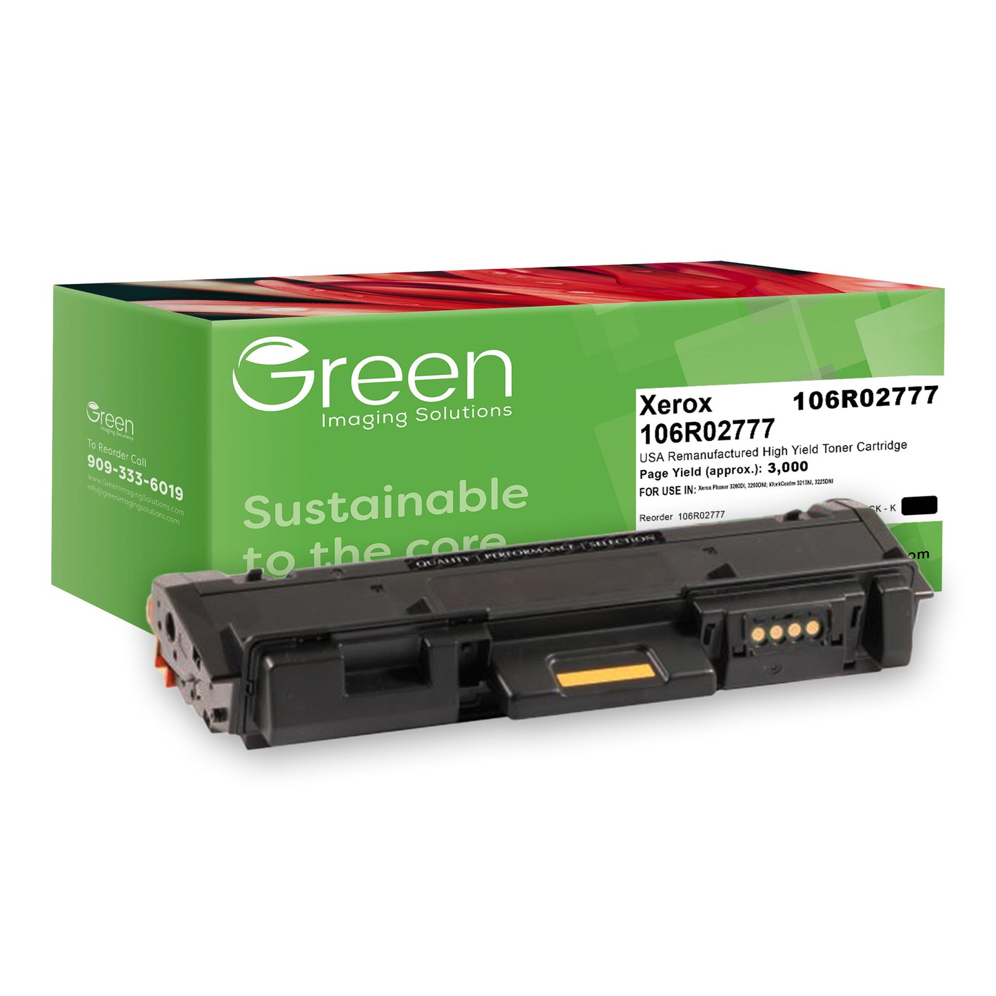 Green Imaging Solutions USA Remanufactured High Yield Toner Cartridge for Xerox 106R02777