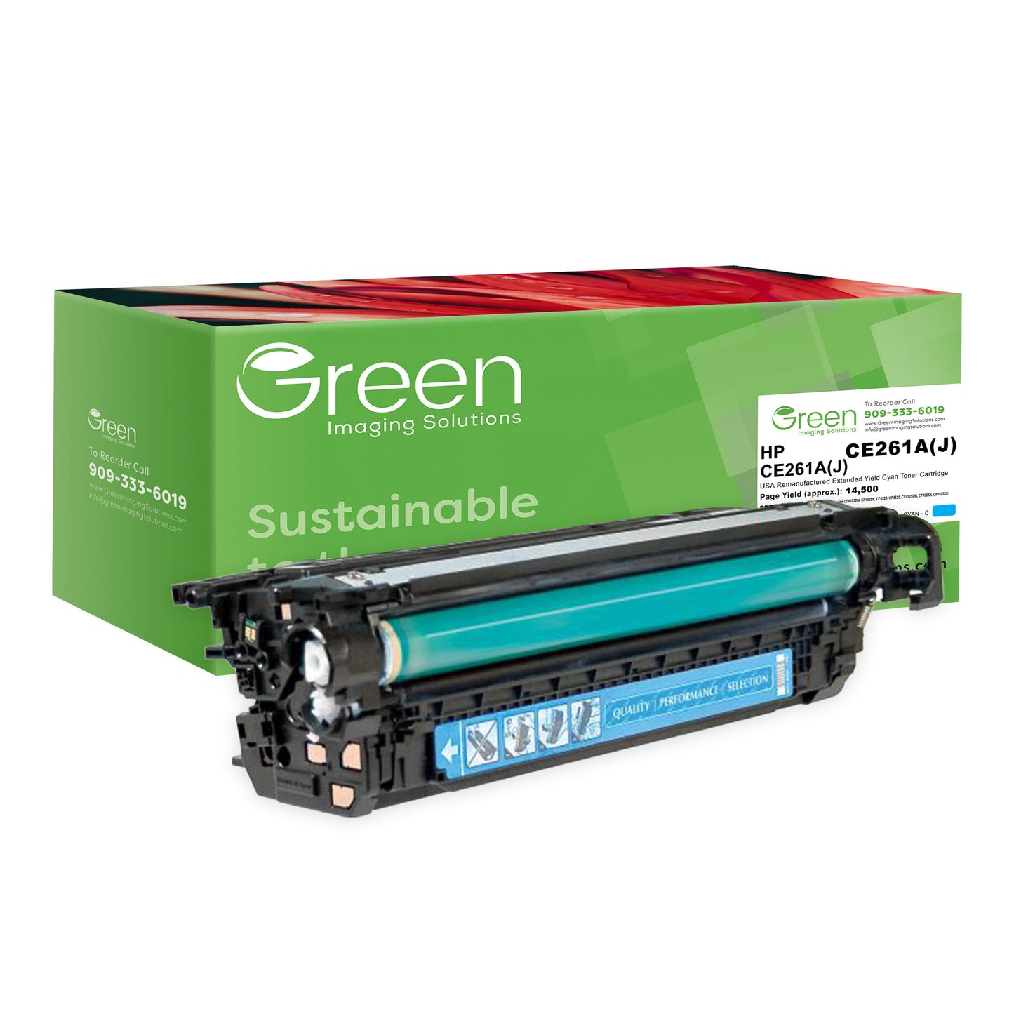 GIS USA Remanufactured Extended Yield Cyan Toner Cartridge for HP CE261A (HP 648A)