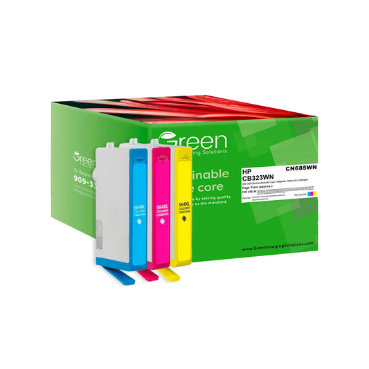 Green Imaging Solutions USA Remanufactured Cyan, Magenta, Yellow Ink Cartridges for HP 564XL 3-Pack