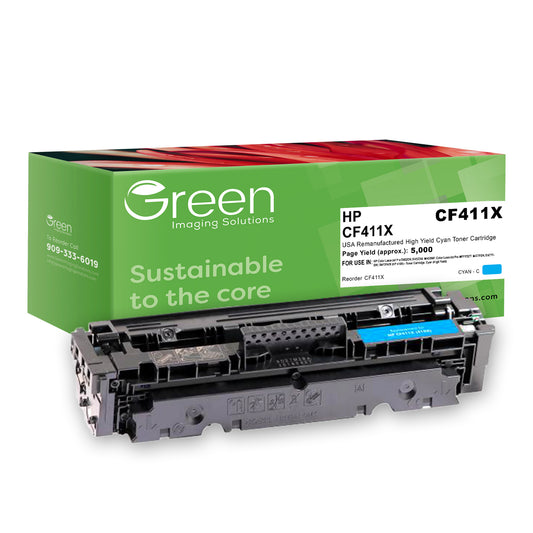 GIS USA Remanufactured High Yield Cyan Toner Cartridge for HP CF411X (HP 410X)