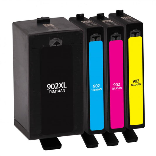 Green Imaging Solutions USA Remanufactured Black High Yield, Cyan, Magenta, Yellow Ink Cartridges for HP 902XL/902 (T0A39AN) 4-Pack
