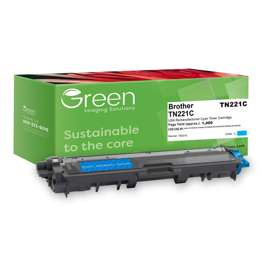 Green Imaging Solutions USA Remanufactured Cyan Toner Cartridge for Brother TN221