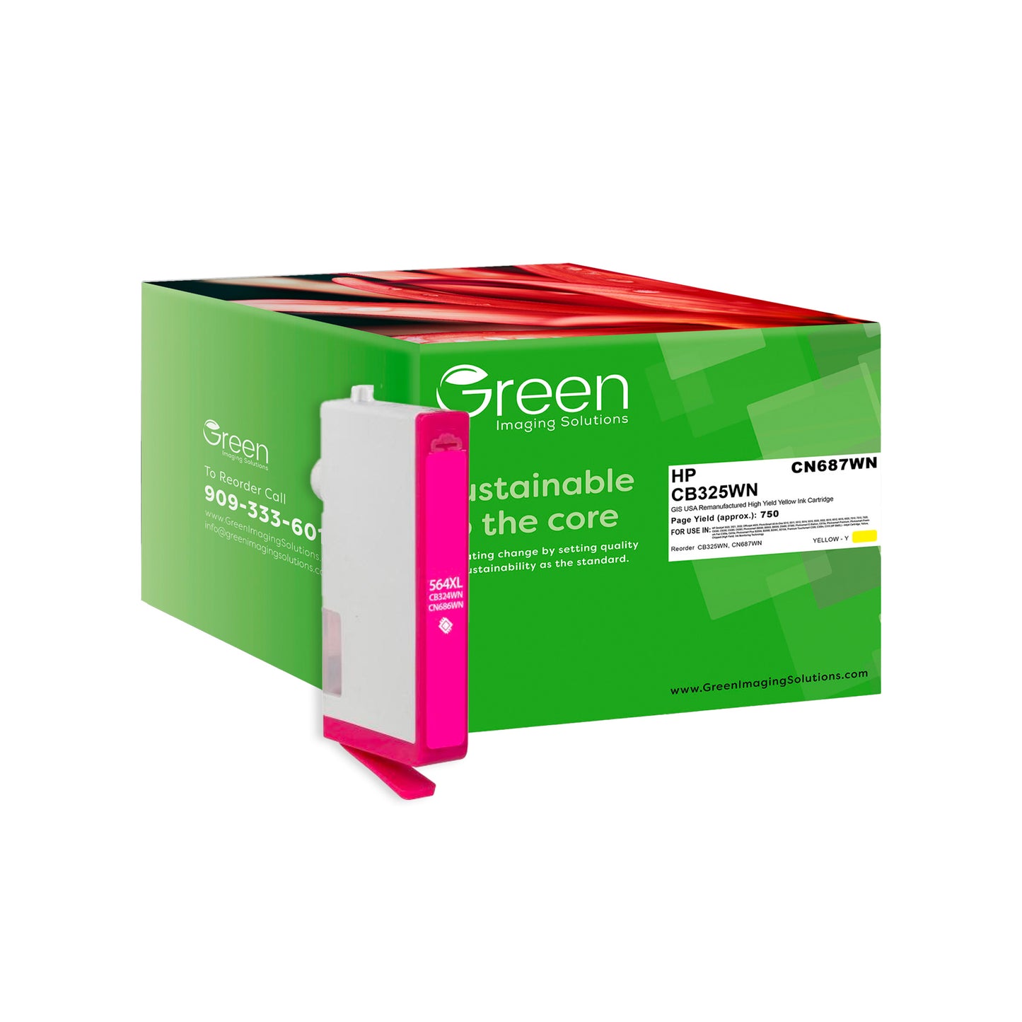 Green Imaging Solutions USA Remanufactured High Yield Magenta Ink Cartridge for HP 564XL (CB324WN/CN686WN)